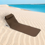 Maxbell Floor Chair with Back Support Beach Folding Cushion Seat for Sporting Events Brown