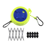 Maxbell Camping Clothesline Retractable Washing Line for Bathroom Hiking Backpacking 10 Buckle 10 Clips Green