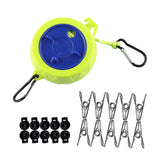 Maxbell Camping Clothesline Retractable Washing Line for Bathroom Hiking Backpacking 10 Buckle 10 Clips Green