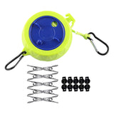 Maxbell Camping Clothesline Retractable Washing Line for Bathroom Hiking Backpacking 10 Buckle 10 Clips Green