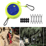 Maxbell Camping Clothesline Retractable Washing Line for Bathroom Hiking Backpacking 10 Buckle 10 Clips Green