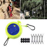 Maxbell Camping Clothesline Retractable Washing Line for Bathroom Hiking Backpacking 10 Buckle 10 Clips Green