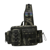 Maxbell Fishing Tackle Bag Rod Holder Carry Case Bag Chest Pack for Men Women Hiking L Size Green Pattern