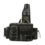 Maxbell Fishing Tackle Bag Rod Holder Carry Case Bag Chest Pack for Men Women Hiking L Size Green Pattern
