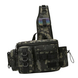 Maxbell Fishing Tackle Bag Rod Holder Carry Case Bag Chest Pack for Men Women Hiking L Size Green Pattern