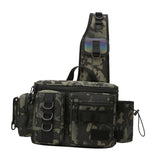 Maxbell Fishing Tackle Bag Rod Holder Carry Case Bag Chest Pack for Men Women Hiking L Size Green Pattern