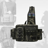 Maxbell Fishing Tackle Bag Rod Holder Carry Case Bag Chest Pack for Men Women Hiking L Size Green Pattern