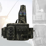 Maxbell Fishing Tackle Bag Rod Holder Carry Case Bag Chest Pack for Men Women Hiking L Size Green Pattern