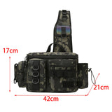 Maxbell Fishing Tackle Bag Rod Holder Carry Case Bag Chest Pack for Men Women Hiking L Size Green Pattern