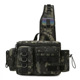 Maxbell Fishing Tackle Bag Rod Holder Carry Case Bag Chest Pack for Men Women Hiking L Size Green Pattern