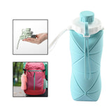 Maxbell Collapsible Water Bottle 20oz 600ml Large Lightweight Silicone Water Bottles Blue