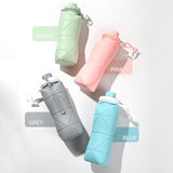 Maxbell Collapsible Water Bottle 20oz 600ml Large Lightweight Silicone Water Bottles Blue
