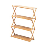 Maxbell Camping Storage Rack Flowerpot Holder Foldable Bamboo Storage Shelf for Lawn 4 Layer 50cm