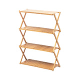 Maxbell Camping Storage Rack Flowerpot Holder Foldable Bamboo Storage Shelf for Lawn 4 Layer 50cm
