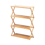 Maxbell Camping Storage Rack Flowerpot Holder Foldable Bamboo Storage Shelf for Lawn 4 Layer 50cm