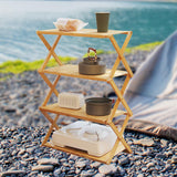 Maxbell Camping Storage Rack Flowerpot Holder Foldable Bamboo Storage Shelf for Lawn 4 Layer 50cm