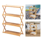Maxbell Camping Storage Rack Flowerpot Holder Foldable Bamboo Storage Shelf for Lawn 4 Layer 50cm