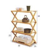 Maxbell Camping Storage Rack Flowerpot Holder Foldable Bamboo Storage Shelf for Lawn 4 Layer 50cm