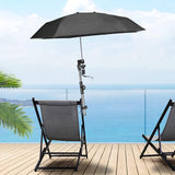 Maxbell Beach Chair Umbrella with Universal Clamp Stroller Umbrella Clip on Umbrella Black Single Layer
