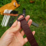 Maxbell Ground Nail Storage Bag Chain Hanging 8 Hole Travel Tent Stakes Storage Rack Light Brown