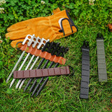 Maxbell Ground Nail Storage Bag Chain Hanging 8 Hole Travel Tent Stakes Storage Rack Light Brown