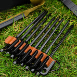Maxbell Ground Nail Storage Bag Chain Hanging 8 Hole Travel Tent Stakes Storage Rack Light Brown