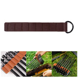 Maxbell Ground Nail Storage Bag Chain Hanging 8 Hole Travel Tent Stakes Storage Rack Dark Brown