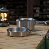 Maxbell Camping Picnic Pan Pot Stainless Steel Cookware Set Convenient to Use Sturdy