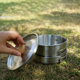 Maxbell Camping Picnic Pan Pot Stainless Steel Cookware Set Convenient to Use Sturdy