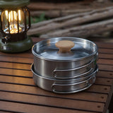 Maxbell Camping Picnic Pan Pot Stainless Steel Cookware Set Convenient to Use Sturdy