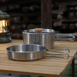 Maxbell Camping Picnic Pan Pot Stainless Steel Cookware Set Convenient to Use Sturdy