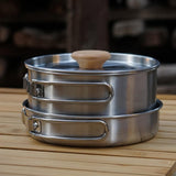 Maxbell Camping Picnic Pan Pot Stainless Steel Cookware Set Convenient to Use Sturdy
