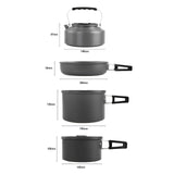 Maxbell 4x Camping Cookware Kit Durable Pot and Pan for Picnic Backpacking Equipment