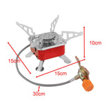 Maxbell Camping Gas Stove Folding Mini Furnace Camp Stove for Garden Outdoor Cooking TubeToLongTank Red