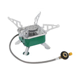 Maxbell Camping Gas Stove Folding Mini Furnace Camp Stove for Garden Outdoor Cooking TubeToFlatTank Green