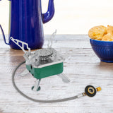 Maxbell Camping Gas Stove Folding Mini Furnace Camp Stove for Garden Outdoor Cooking TubeToFlatTank Green