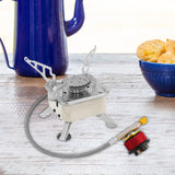 Maxbell Camping Gas Stove Folding Mini Furnace Camp Stove for Garden Outdoor Cooking Tube Adapter White