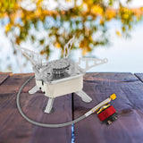 Maxbell Camping Gas Stove Folding Mini Furnace Camp Stove for Garden Outdoor Cooking Tube Adapter White