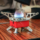 Maxbell Camping Gas Stove Folding Mini Furnace Camp Stove for Garden Outdoor Cooking Tube Adapter Red