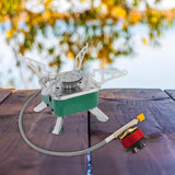 Maxbell Camping Gas Stove Folding Mini Furnace Camp Stove for Garden Outdoor Cooking Tube Adapter Green
