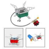 Maxbell Camping Gas Stove Folding Mini Furnace Camp Stove for Garden Outdoor Cooking Tube Adapter Green