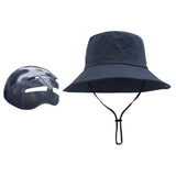 Maxbell Bucket Hat with Strings Breathable Sun Hat with Strap for Travel Summer Blue