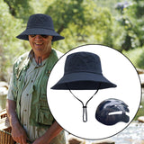 Maxbell Bucket Hat with Strings Breathable Sun Hat with Strap for Travel Summer Blue