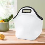 Maxbell Thermal Lunch Box Bag Lunch Meals Pouch Durable Smooth Zipper Black and White