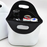 Maxbell Thermal Lunch Box Bag Lunch Meals Pouch Durable Smooth Zipper Black and White