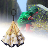 Maxbell Kids Windproof Inverted Umbrella Cartoon Folding Hands Free Umbrella Style F
