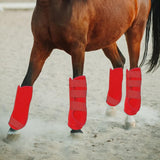 Maxbell 4Pcs Horse Boots Support Leg Guard for Jumping Training Equestrian Equipment red