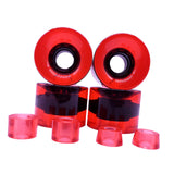 Maxbell 4 Pieces Skateboard Wheels 78A Hardness Durable PU Damping Wheel Replacement Clear  Red