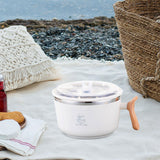 Maxbell Japanese Ramen Bowl 1200ml Portable Tableware Cereal Bowls for Office Picnic White