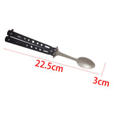 Maxbell Butterfly Fork Camping Spoon Metal Butterfly Spoon for BBQ Hiking Kitchen